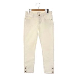 ココマークボタン デニム テーパード スリム 34 ホワイト P60583V46160