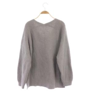 Plage Fur V スリットプルオーバーニット セーター 長袖 ウール グレー