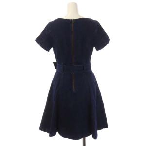 BLUE LABEL CRESTBRIDGE デニムワンピース 半袖 ミニ フレア ベルト付き 34 インディゴブルー