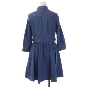 BLUE LABEL CRESTBRIDGE デニムシャツワンピース 長袖 ひざ丈 フレア ギャザー 前開き 36 ブルー