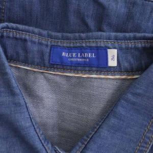 BLUE LABEL CRESTBRIDGE デニムシャツワンピース 長袖 ひざ丈 フレア ギャザー 前開き 36 ブルー