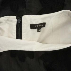 TOCCA フラワー刺繍ワンピース 膝丈 ノースリーブ フレア 00 黒 ブラック