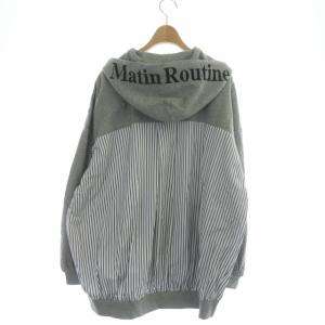 GRACE CONTINENTAL 21AW ドルマン裏毛パーカージップアップ 切替 ストライプ 刺繍 長袖 36 グレー
