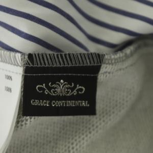 GRACE CONTINENTAL 21AW ドルマン裏毛パーカージップアップ 切替 ストライプ 刺繍 長袖 36 グレー