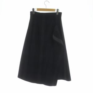 ADORE アシンメトリースカート ウール チェック ロング カットオフ 38 グレー ブラック ネイビー