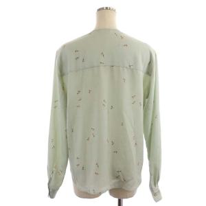 CLANE 20SS SPRINKLE FLOWER BLOUSE ブラウス シャツ 前開き 長袖 ノーカラー 花柄 2 セージ ベージュ