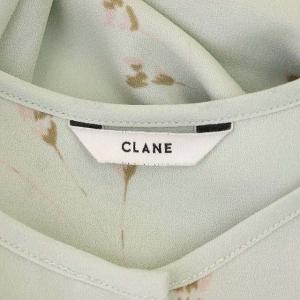 CLANE 20SS SPRINKLE FLOWER BLOUSE ブラウス シャツ 前開き 長袖 ノーカラー 花柄 2 セージ ベージュ
