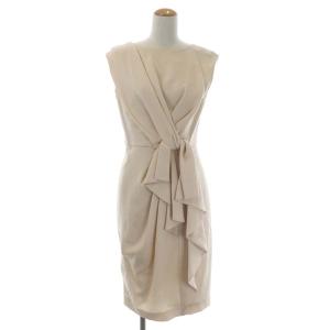 フロントドレープワンピース ノースリーブ ミモレ丈 タイト 38 パステルピンク