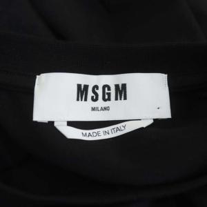 MSGM ロゴTシャツワンピース 七分袖 ひざ丈 プルオーバー XS 黒 白 ブラック ホワイト 2841MDA68