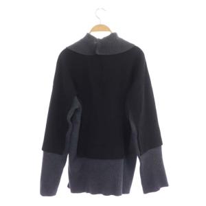 ENFOLD 22SS ダブルクロス ニットレイヤードPULLOVER 38 グレー ブラック