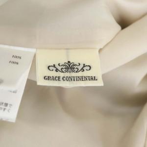 GRACE CONTINENTAL 花柄 フリル ノースリーブ ワンピース Vネック 膝丈 タイト 36 ライトベージュ マルチカラー