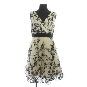 チュールワンピース ミニ ノースリーブ 刺しゅう カシュクール 34 ベージュ