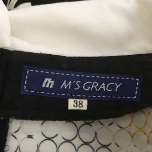 M'S GRACY マーガレット ワンピース 半袖 膝丈 フレア タック リボン 38 黒 白 黄