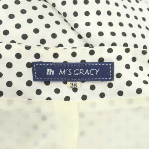 M'S GRACY ドット ワンピース 膝丈 リボン ノースリーブ 38 白 黒 ホワイト ブラック