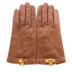 HERMES グローブ ソヤ ケリー金具 レザー 8 茶