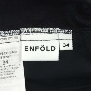 ENFOLD リネンライク ワイドゴムトラウザーズパンツ ワイドパンツ サスペンダー付き ドロスト 34 紺 ネイビー