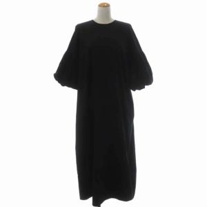 22SS WASHED CO バルーンスリーブDRESS フレア 38 ブラック