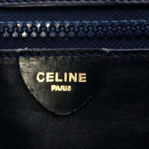 CELINE ヴィンテージ ショルダーバッグ ワンショルダー ロゴサークル金具 レザー ネイビー