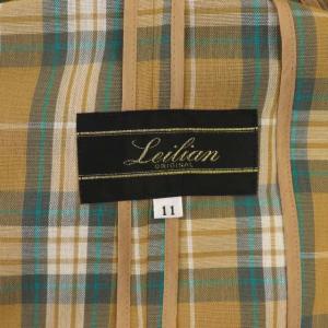 Leilian チェックノーカラージャケット ウール 11 ベージュ