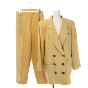 セットアップ ジャケット テーラード 背抜き ダブルボタン パンツ ジッパーフライ イエロー