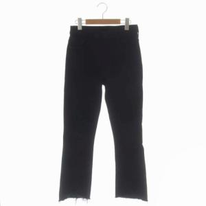 INSIDER CROP STEP FRAY カットオフデニム パンツ セミブーツカット ストレッチ 28 ブラック