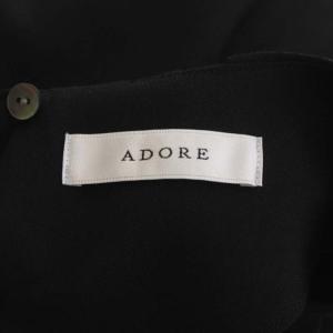 ADORE 20SS ギマライト リボンベルト付きブラウス カットソー タック プルオーバー 五分袖 ブラック