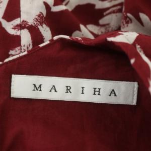 MARIHA フラワーワンピース ロング フレンチスリーブ Vネック 38 赤 白 レッド ホワイト