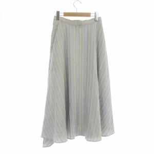 ANAYI 21SS ロングスカート ドビーストライプ フレア 36 ベージュ ライトブルー オレンジ