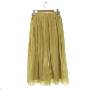 ANAYI 21AW シャイニーサテンプリーツスカート ロング イージー 36 黄 イエロー