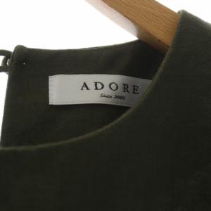 ADORE リネン カットワーク ノースリーブブラウス プルオーバー 刺繍 38 カーキ
