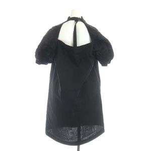 sacai 19-04274 Velvet One-Peaceワンピース 膝丈 バルーンスリーブ 2 ブラック