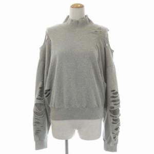 ダメージスウェットトップス トレーナーカットソー 長袖 プルオーバー S ライトグレー