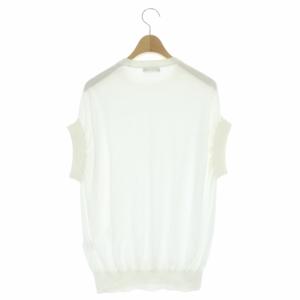 Drawer 22SS 16G天竺編みクルーフレンチスリーブニット カットソー 白 ホワイト SH