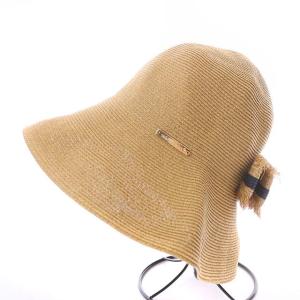 Athena New York ペーパーハット 帽子 リボン 茶 ブラウン