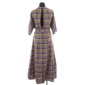 BEAUTY&YOUTH UNITED ARROWS ワンピース チェック 五分袖 ロング M パープル ベージュ