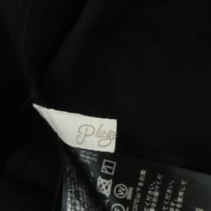 Plage Flare Hem SH ワンピース ロング フレア 長袖 バンドカラー リネン 38 ブラック