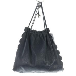 LUDLOW ワンショルダーバッグ ハンドバッグ レザー スカラップ 巾着バッグ ネイビー