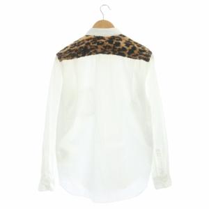 COMME des GARCONS HOMME PLUS AD2014 レオパード 切替 シャツ 長袖 S ホワイト