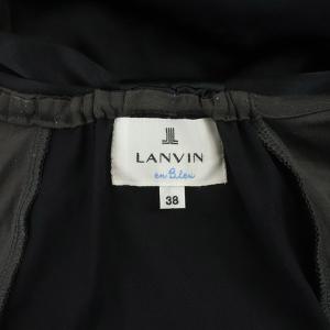 LANVIN en Bleu バックリボンドルマンカットソー ワンピース ミニ 五分袖 ギャザー 変形 38 黒 ブラック グレー