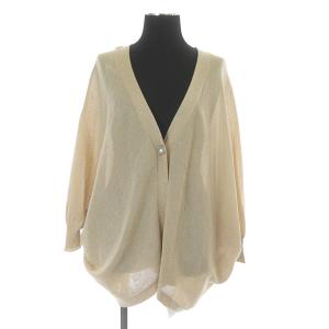 リボンラメカーディガン ニット 長袖 ドルマンスリーブ 38 ベージュ