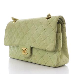 CHANEL マトラッセ ショルダーバッグ スエード ココマーク ダブルフラップ ゴールド金具 カーキ 2番台