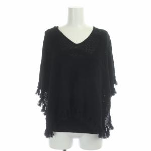 21AW ポンチョsetニットトップ レイヤード カットソー ノースリーブ フリンジ 半袖 36 白 ホワイト