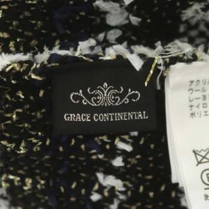 GRACE CONTINENTAL 22SS ツイーディーVニットカーディガン 長袖 36 ブラック ホワイト