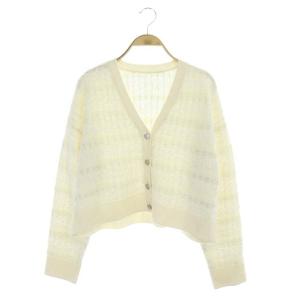 22SS ツイーディーVニットカーディガン 長袖 36 アイボリー