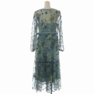 Diagram GRACE CONTINENTAL 20SS スターチュールレースワンピース Vネック 長袖 インナー付き 36 スモークグリーン