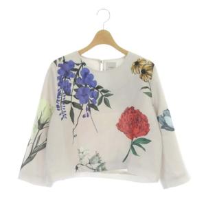 ブラウス アマンダ 花柄 長袖 プルオーバー ライトグレー マルチカラー