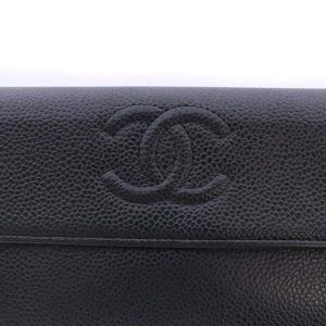 CHANEL 16番台 二つ折り長財布 キャビアスキン ココマーク 黒