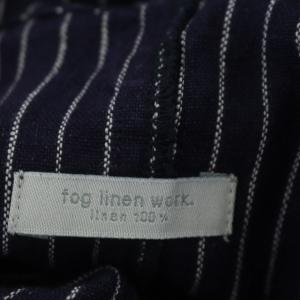 fog linen work ストライプワンピース ジャンパースカート フレア ロング リネン ネイビー