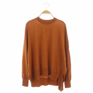 ドロップショルダー オーバー ニット セーター 長袖 ウール 38 ブラウン