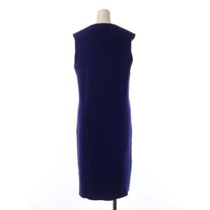 JOHN SMEDLEY ウールVネックニットワンピース ロング ミモレ丈 ノースリーブ タイト S ロイヤルブルー